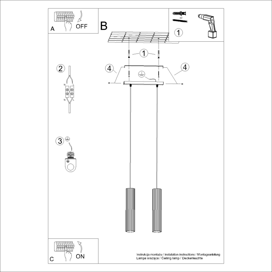 Lustr na lanku KARBON 2xGU10/10W/230V zelená