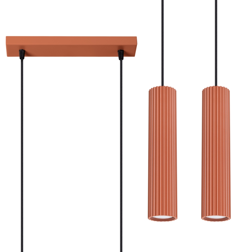 Lustr na lanku KARBON 2xGU10/10W/230V červená