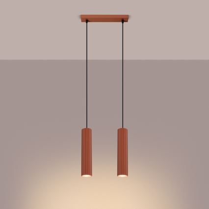 Lustr na lanku KARBON 2xGU10/10W/230V oranžová
