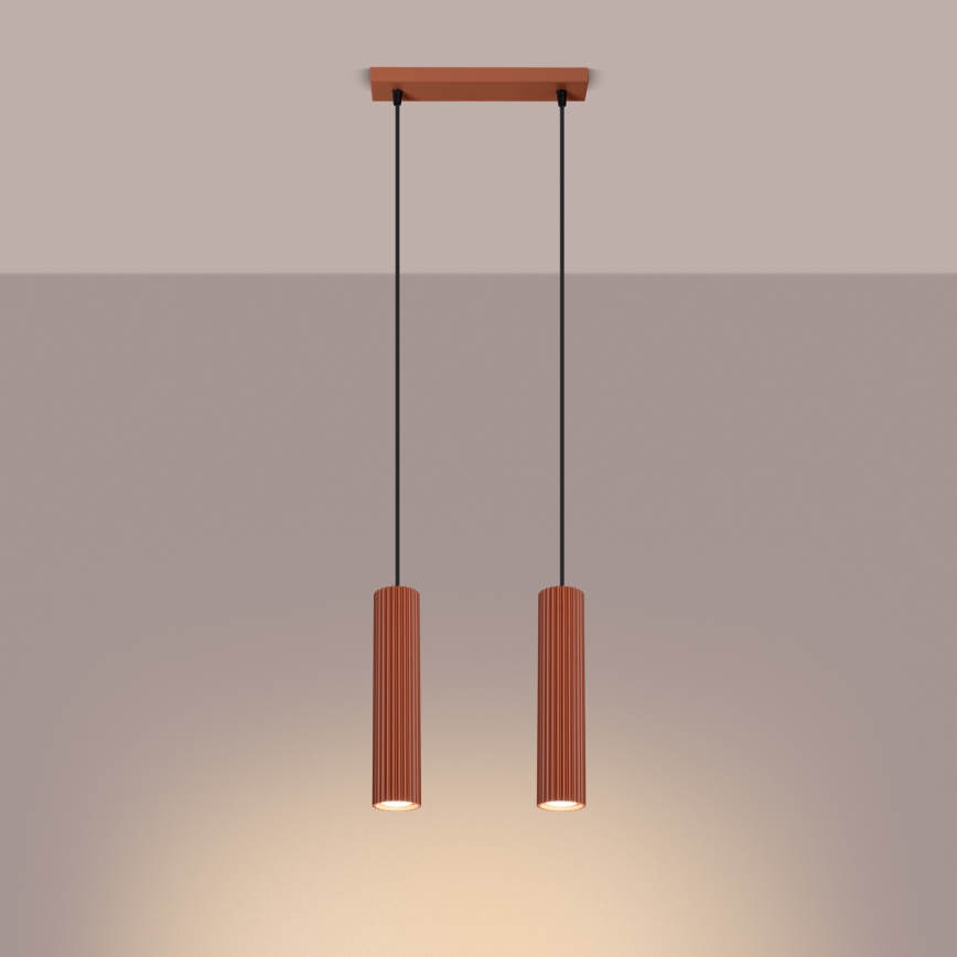 Lustr na lanku KARBON 2xGU10/10W/230V oranžová