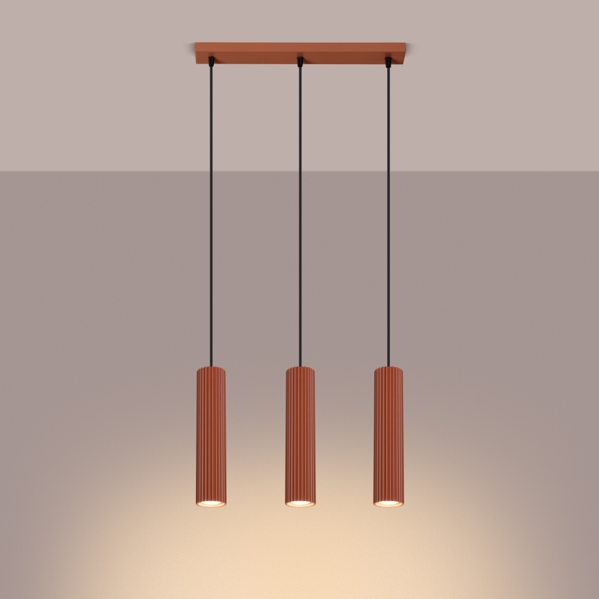 Lustr na lanku KARBON 3xGU10/10W/230V oranžová