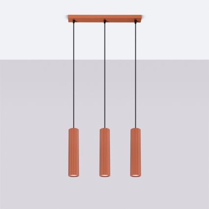Lustr na lanku KARBON 3xGU10/10W/230V oranžová