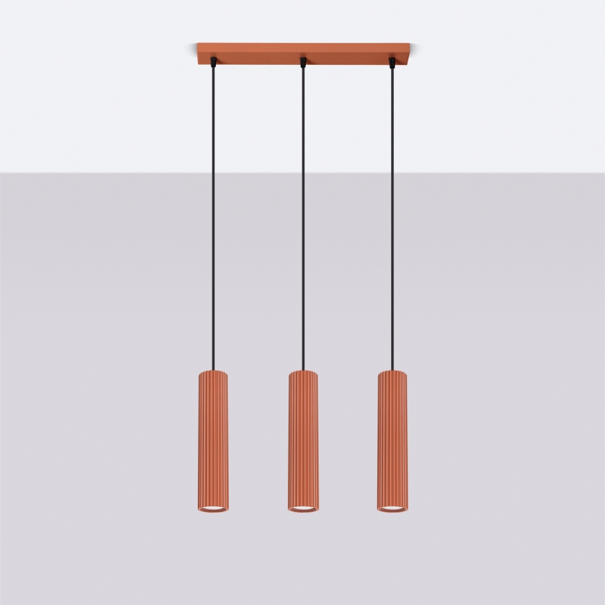 Lustr na lanku KARBON 3xGU10/10W/230V oranžová
