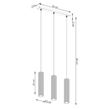Lustr na lanku KARBON 3xGU10/10W/230V oranžová