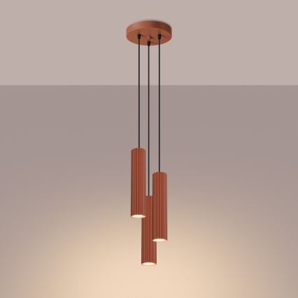 Lustr na lanku KARBON 3xGU10/10W/230V oranžová