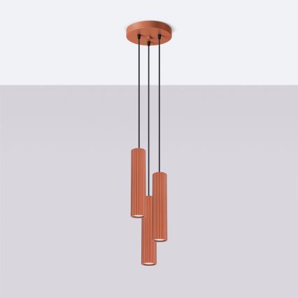 Lustr na lanku KARBON 3xGU10/10W/230V oranžová