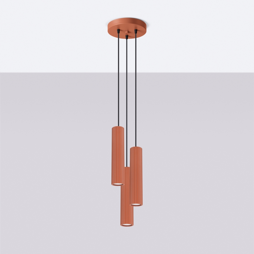Lustr na lanku KARBON 3xGU10/10W/230V oranžová