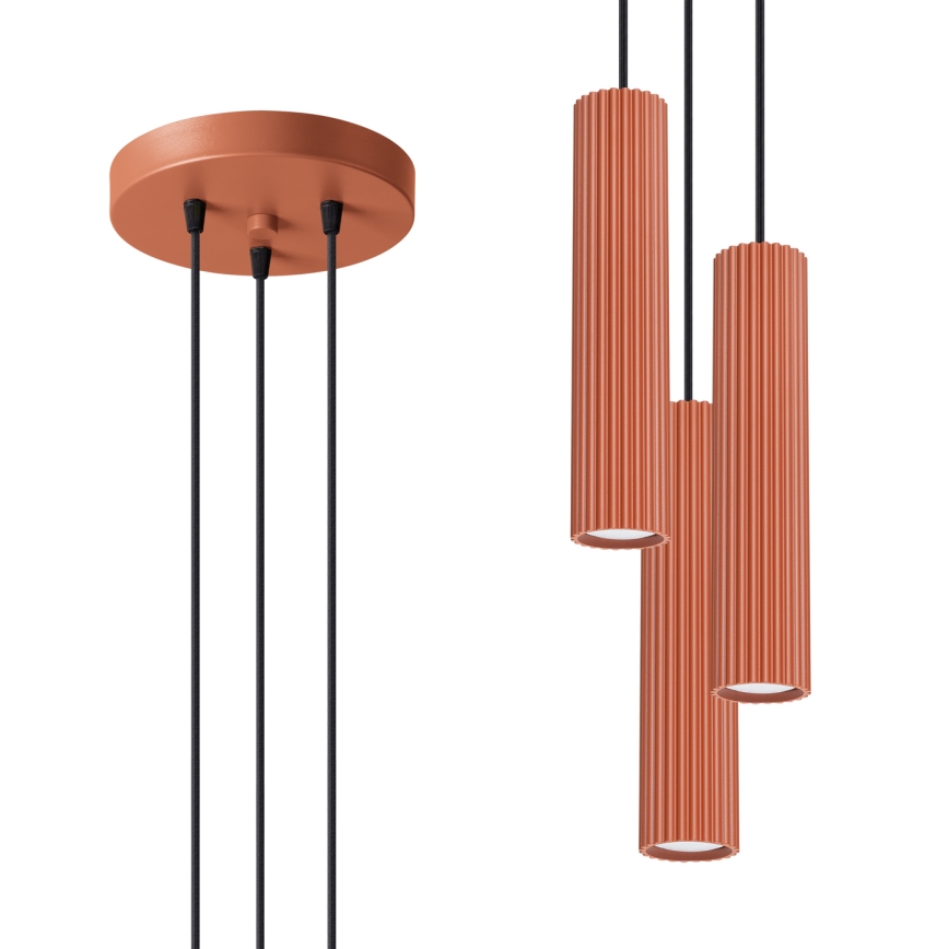 Lustr na lanku KARBON 3xGU10/10W/230V oranžová