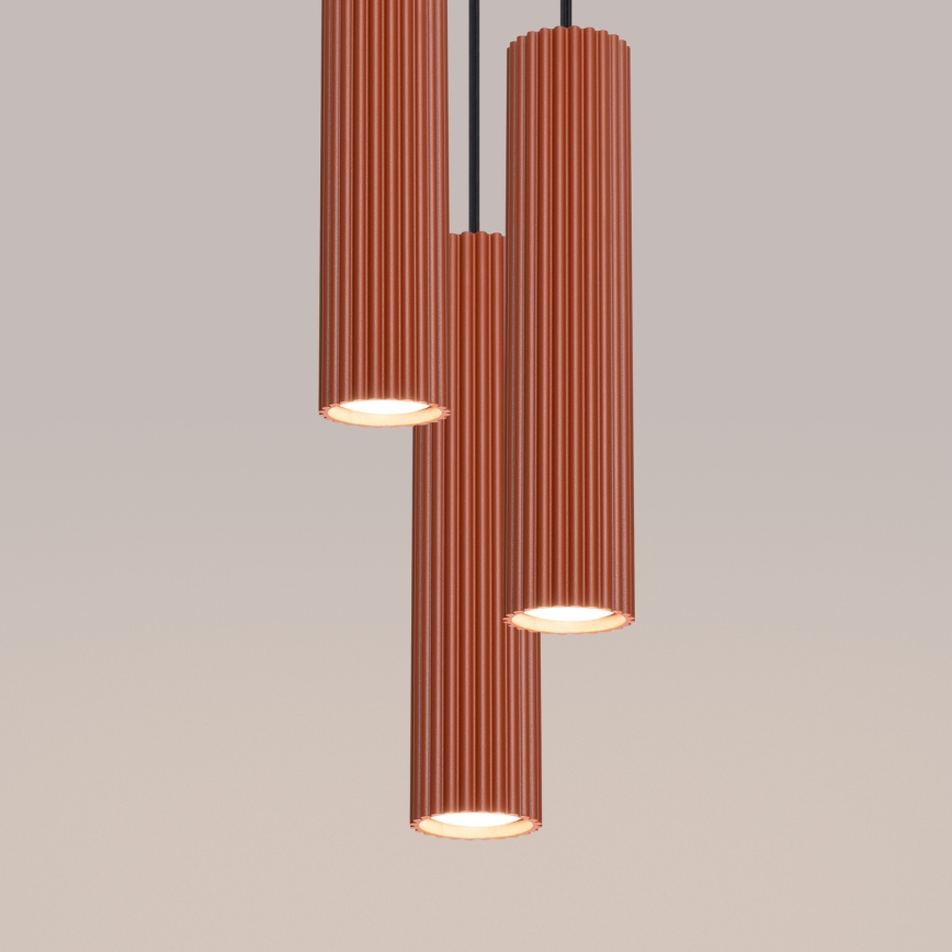Lustr na lanku KARBON 3xGU10/10W/230V oranžová