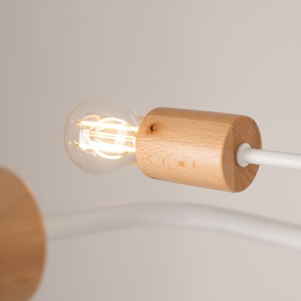 Přisazený lustr TIMBO 6xE27/15W/230V bílá/béžová/buk