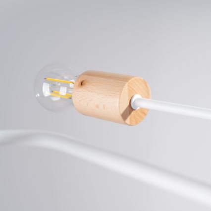 Přisazený lustr TIMBO 6xE27/15W/230V bílá/béžová/buk