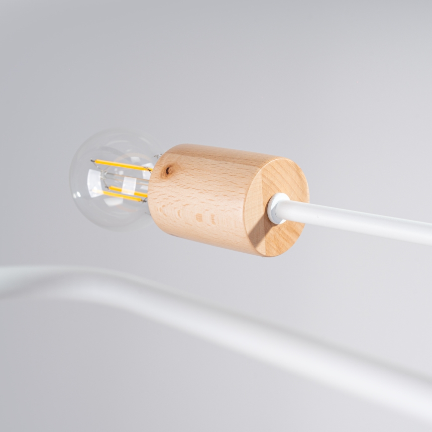 Přisazený lustr TIMBO 6xE27/15W/230V bílá/béžová/buk