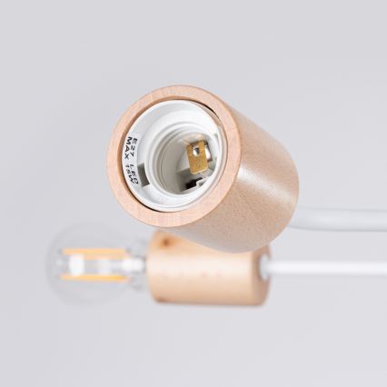 Přisazený lustr TIMBO 6xE27/15W/230V bílá/béžová/buk
