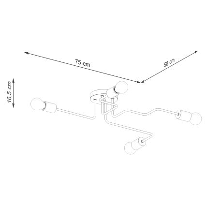 Přisazený lustr TIMBO 4xE27/15W/230V černá/béžová/buk