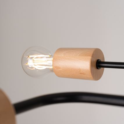 Přisazený lustr TIMBO 6xE27/15W/230V černá/béžová/buk