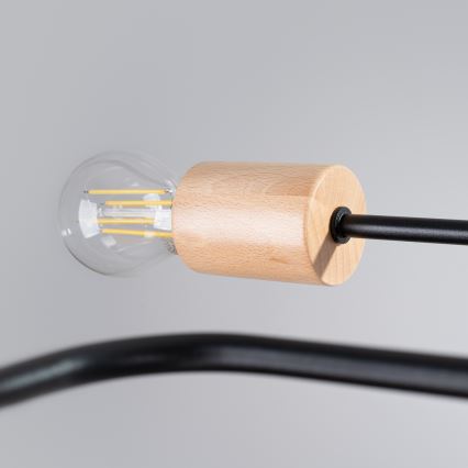 Přisazený lustr TIMBO 6xE27/15W/230V černá/béžová/buk
