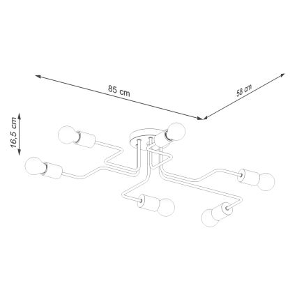 Přisazený lustr TIMBO 6xE27/15W/230V černá/béžová/buk