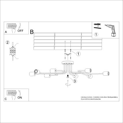 Přisazený lustr TIMBO 8xE27/15W/230V černá/béžová/buk