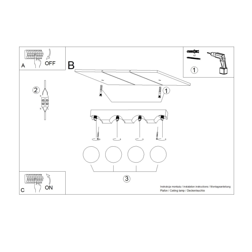 Stropní svítidlo BULBO 4xG9/8W/230V buk/bílá