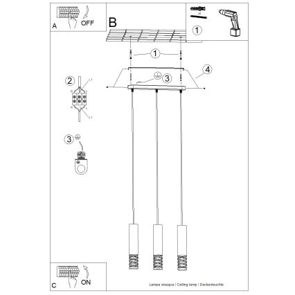 Lustr na lanku LAMI 3xGU10/10W/230V bílá