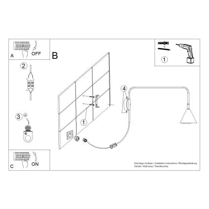 Nástěnná lampa NOX 1xE14/10W/230V černá