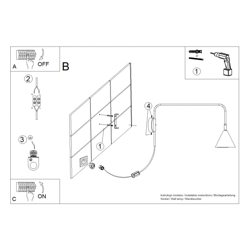 Nástěnná lampa NOX 1xE14/10W/230V černá