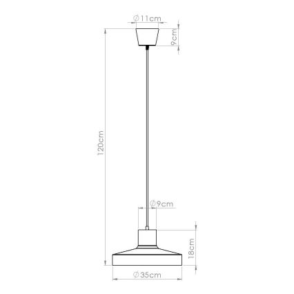 Lustr na lanku BILO 1xE27/15W/230V pr. 35 cm černá