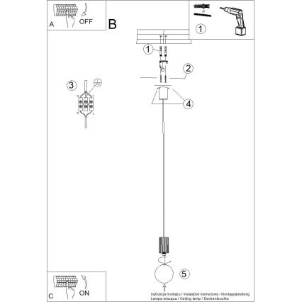 Lustr na lanku HALO 1xG9/8W/230V pr. 12 cm černá
