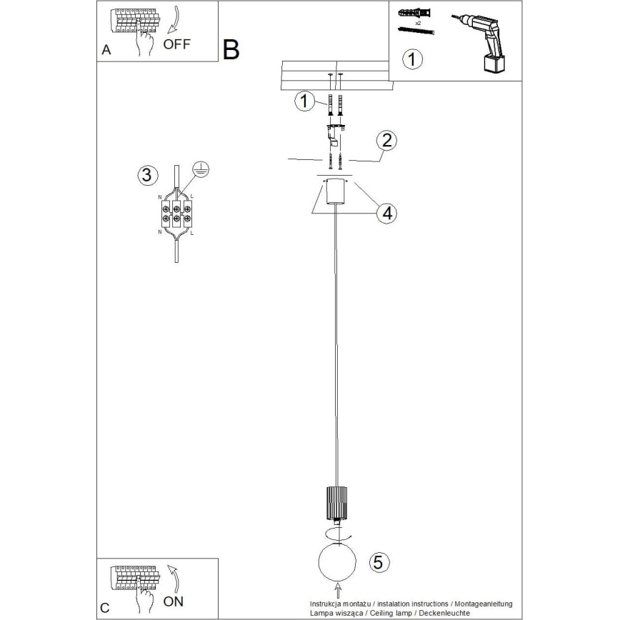 Lustr na lanku HALO 1xG9/8W/230V pr. 12 cm černá