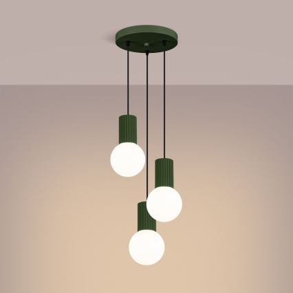 Lustr na lanku HALO 3xG9/8W/230V pr. 25 cm zelená