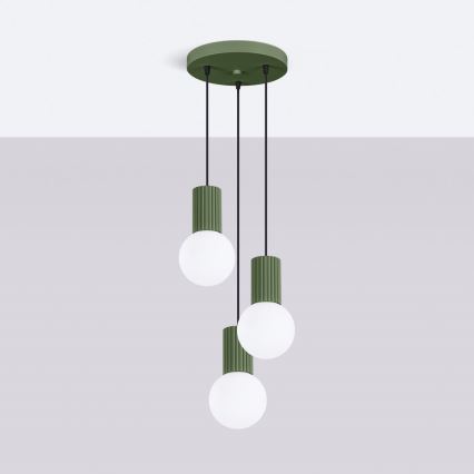 Lustr na lanku HALO 3xG9/8W/230V pr. 25 cm zelená