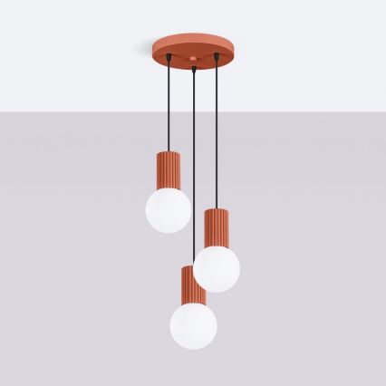 Lustr na lanku HALO 3xG9/8W/230V pr. 25 cm oranžová