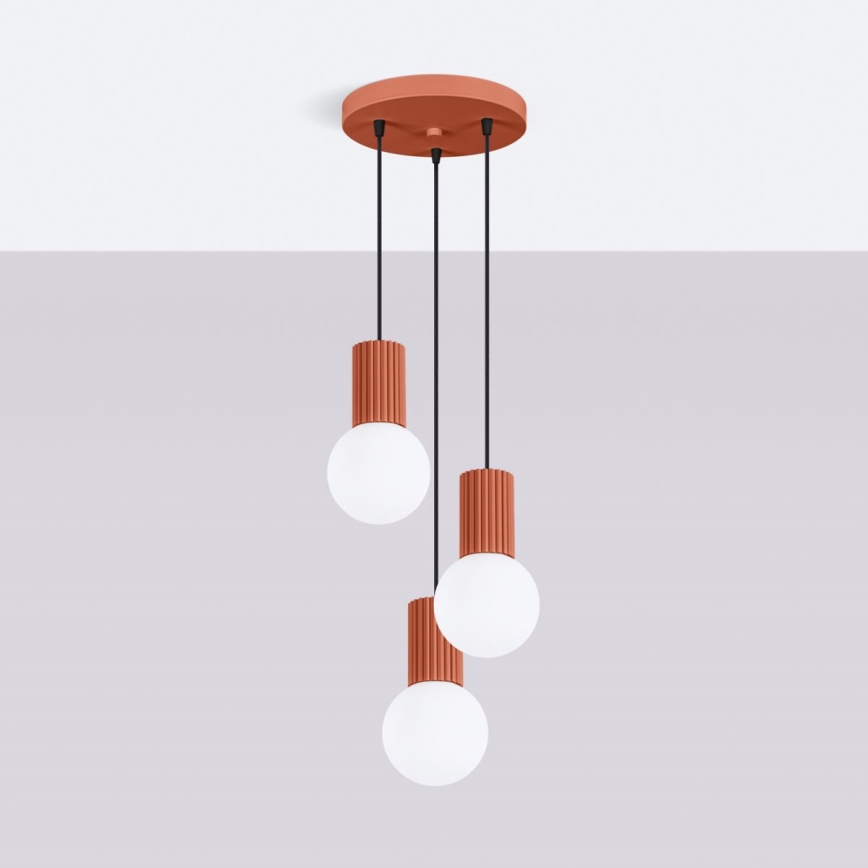 Lustr na lanku HALO 3xG9/8W/230V pr. 25 cm oranžová