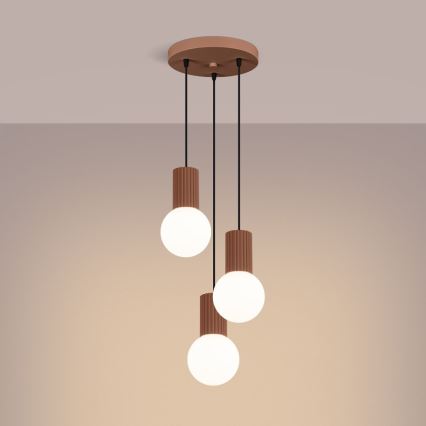 Lustr na lanku HALO 3xG9/8W/230V pr. 25 cm hnědá