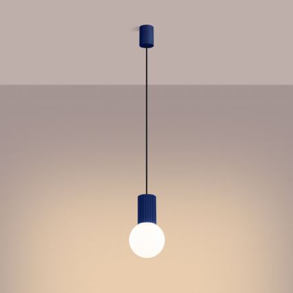 Lustr na lanku HALO 1xG9/8W/230V pr. 12 cm modrá