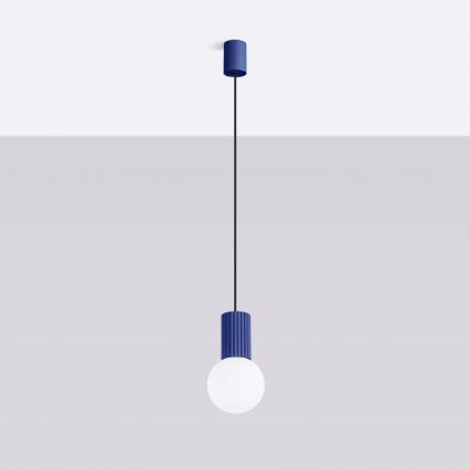 Lustr na lanku HALO 1xG9/8W/230V pr. 12 cm modrá