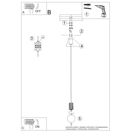 Lustr na lanku HALO 1xG9/8W/230V pr. 12 cm modrá