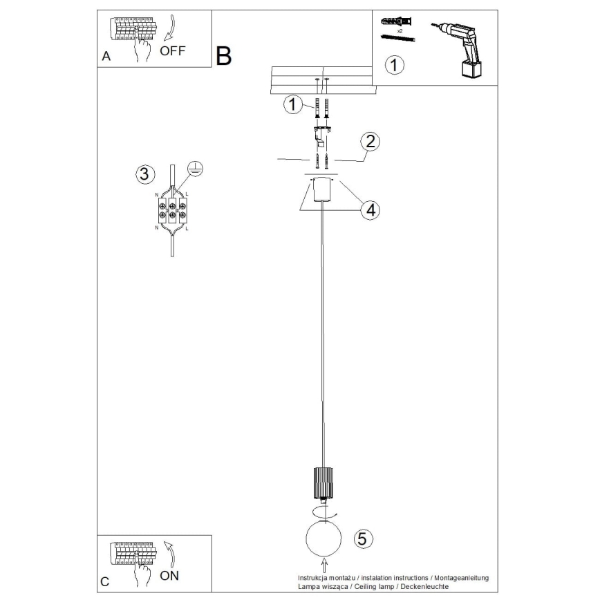 Lustr na lanku HALO 1xG9/8W/230V pr. 12 cm modrá