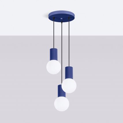 Lustr na lanku HALO 3xG9/8W/230V pr. 25 cm modrá
