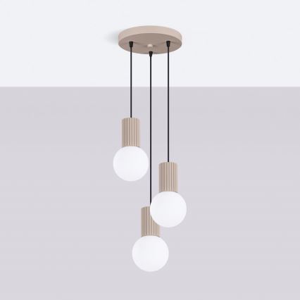 Lustr na lanku HALO 3xG9/8W/230V pr. 25 cm béžová