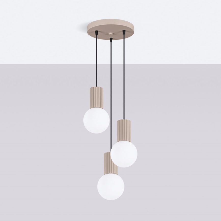 Lustr na lanku HALO 3xG9/8W/230V pr. 25 cm béžová