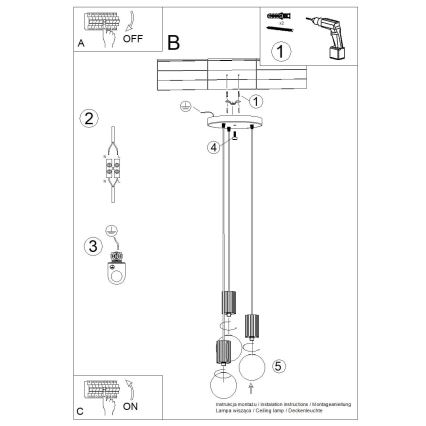 Lustr na lanku HALO 3xG9/8W/230V pr. 25 cm červená