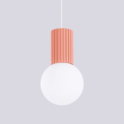 Lustr na lanku HALO 1xG9/8W/230V pr. 12 cm růžová