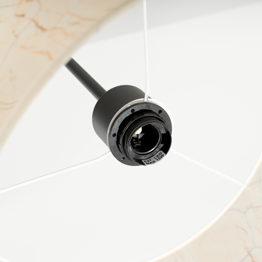 Lustr na lanku NEVIA 1xE27/15W/230V pr. 40 cm béžová/dekor mramoru