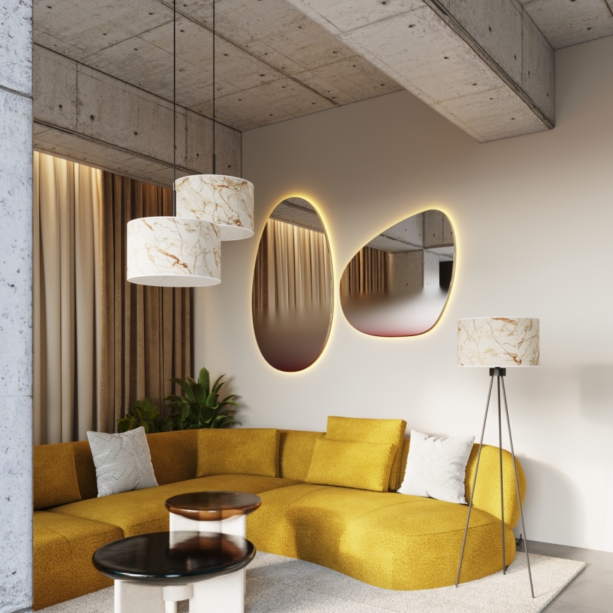 Stojací lampa NEVIA 1xE27/15W/230V béžová/dekor mramoru