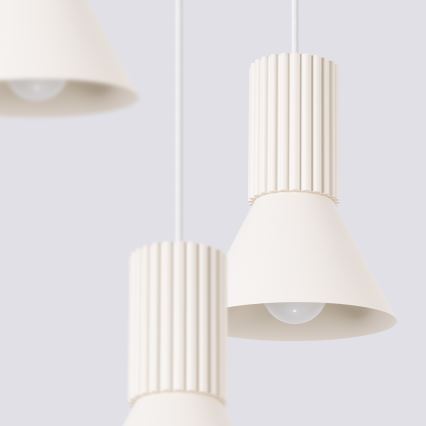 Lustr na lanku ESTRIA 3xE14/10W/230V pr. 30 cm krémová