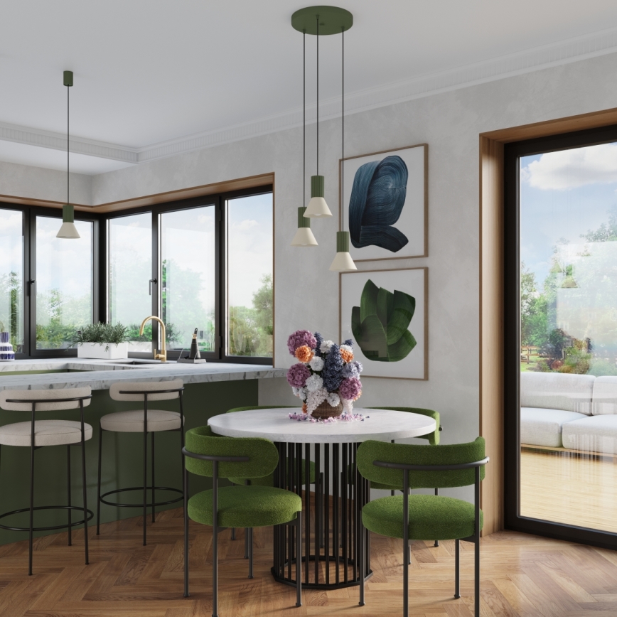 Lustr na lanku ESTRIA 1xE14/10W/230V pr. 14 cm zelená