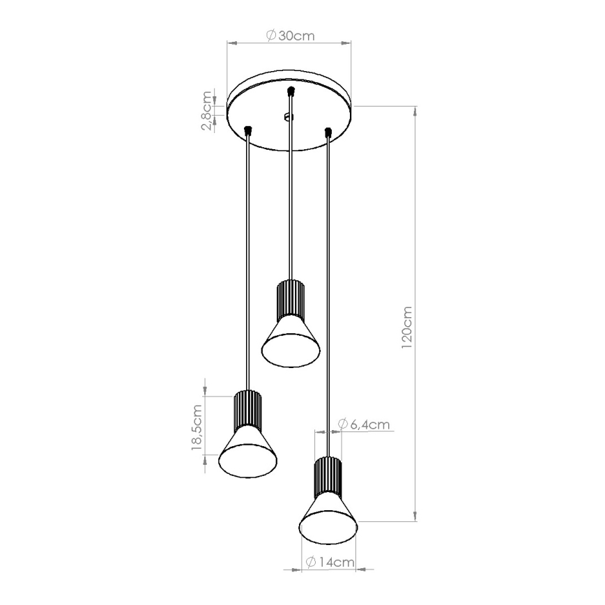Lustr na lanku ESTRIA 3xE14/10W/230V pr. 30 cm modrá