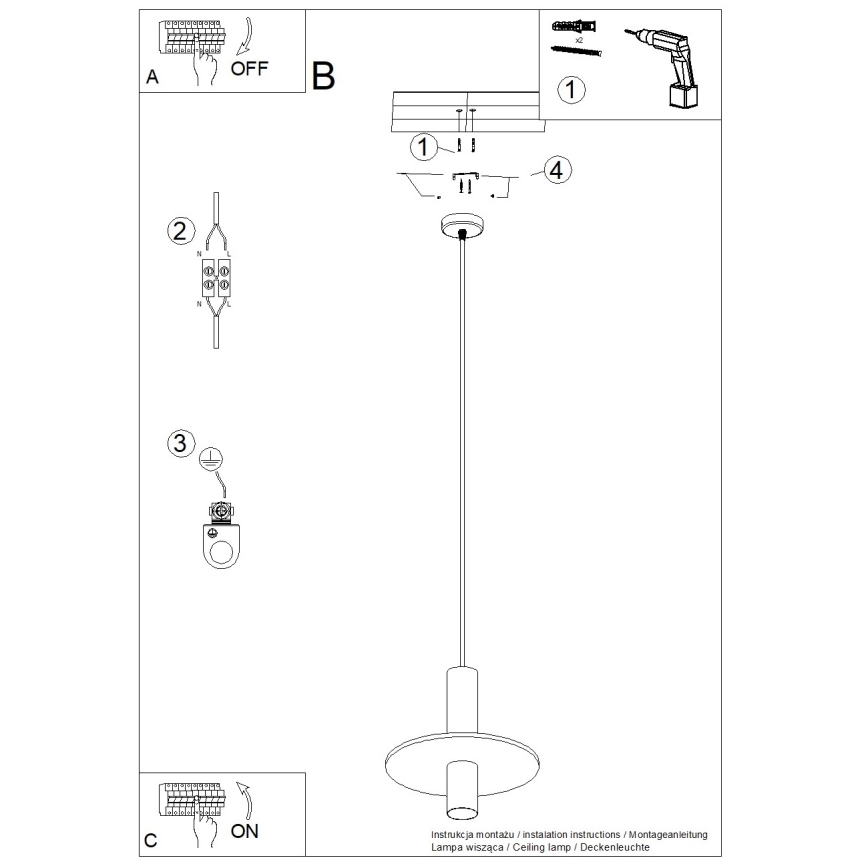 Lustr na lanku PELTA 1xGU10/10W/230V černá/žlutá
