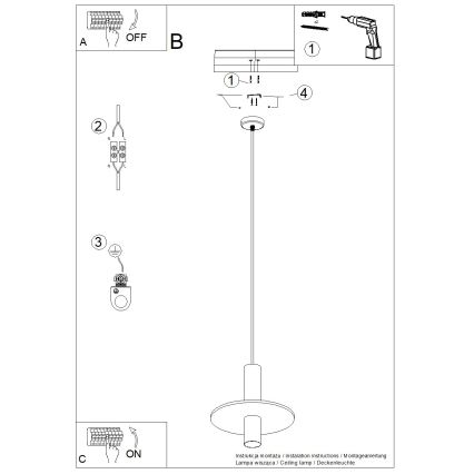 Lustr na lanku PELTA 1xGU10/10W/230V černá/modrá